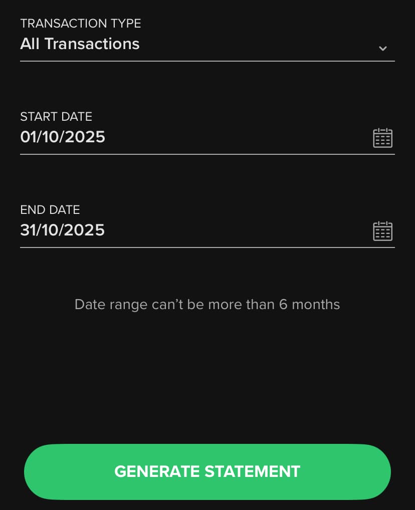 M-Pesa Generate Statements
